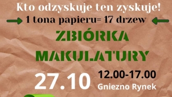 Odzyskujesz-zyskujesz! Zbiórka makulatury na Rynku w Gnieźnie.